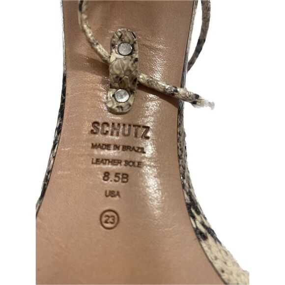 SCHUTZ Vikki Ankle Tie High Heel Sandals Snakeskin  Size 8.5 B - Picture 7 of 8